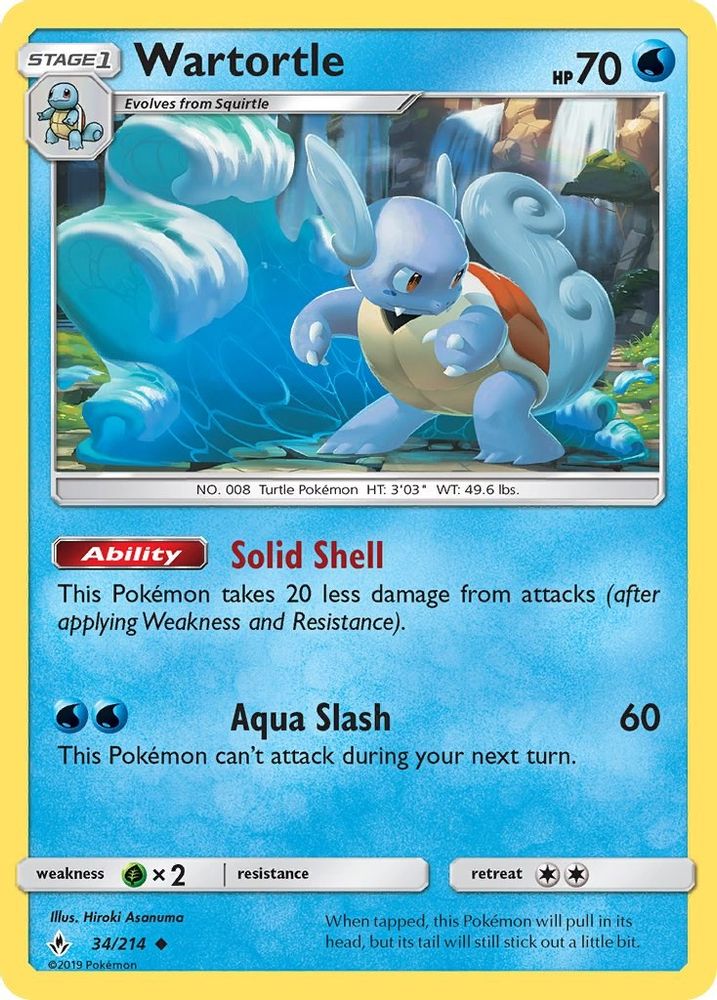 Wartortle 034  - Reverse Holofoil SM  Unbroken Bonds - Uncommon