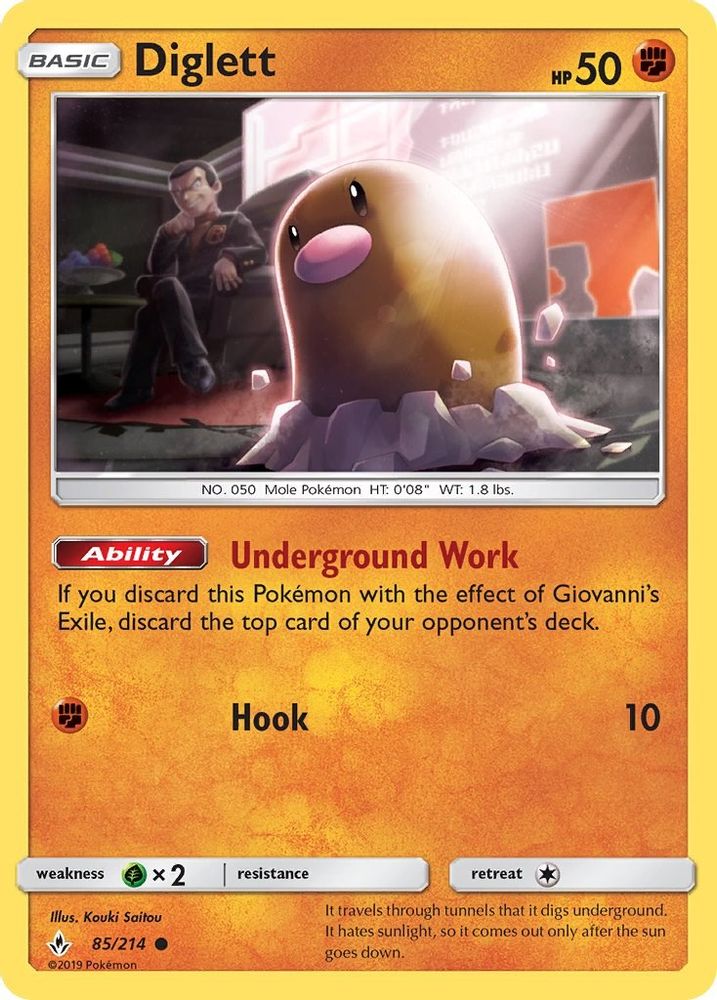 Diglett 085  - Reverse Holofoil SM  Unbroken Bonds - Common