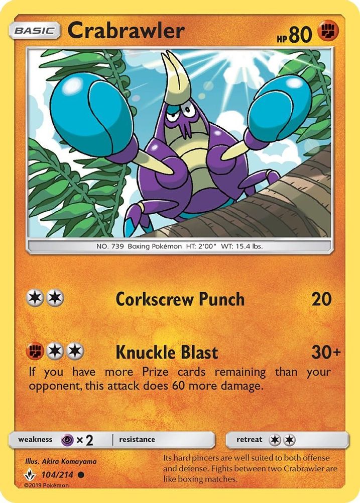Crabrawler/214  - Reverse Holofoil SM  Unbroken Bonds - Common