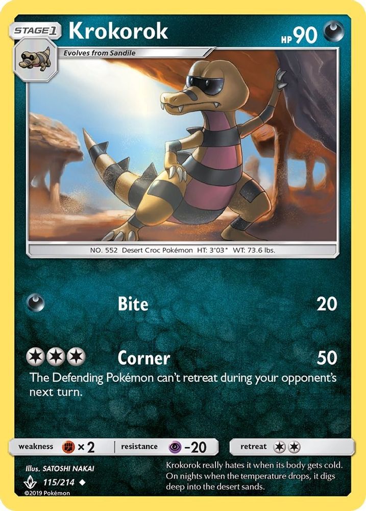 Krokorok  - Reverse Holofoil SM  Unbroken Bonds - Uncommon