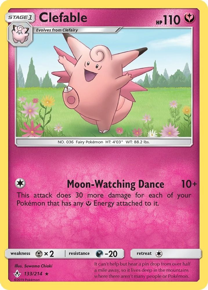 Clefable 133  SM  Unbroken Bonds - Rare