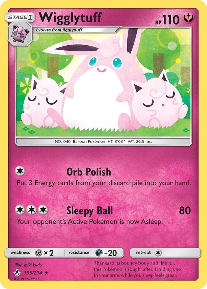Wigglytuff 135  SM  Unbroken Bonds - Rare
