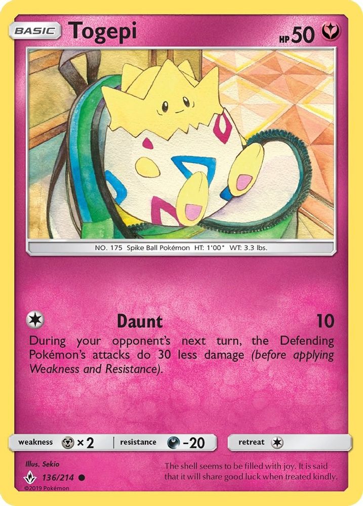 Togepi 136  - Reverse Holofoil SM  Unbroken Bonds - Common
