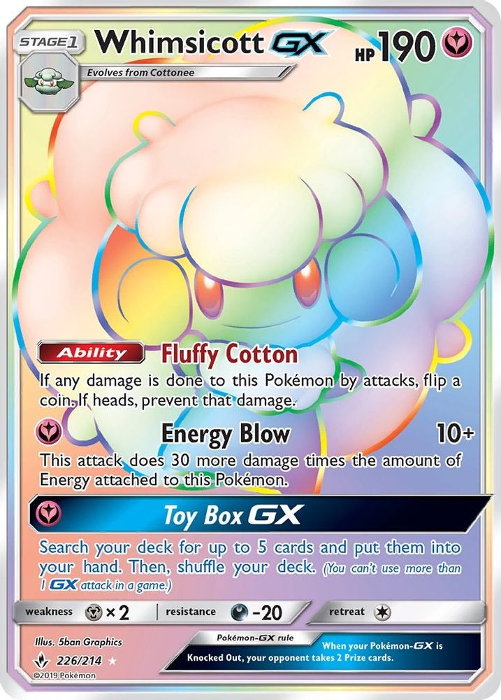 Whimsicott GX (Secret)  - Holofoil SM  Unbroken Bonds - Secret Rare