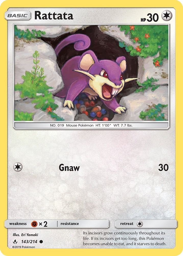 Rattata 143  - Reverse Holofoil SM  Unbroken Bonds - Common