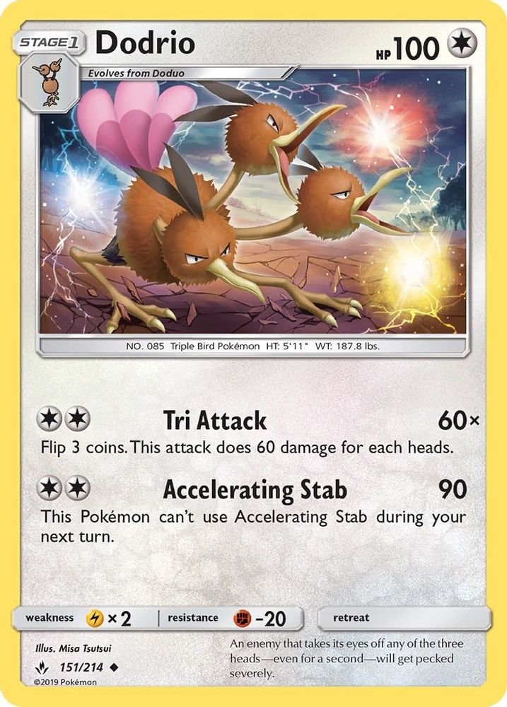 Dodrio 151/214  - Reverse Holofoil SM  Unbroken Bonds - Uncommon