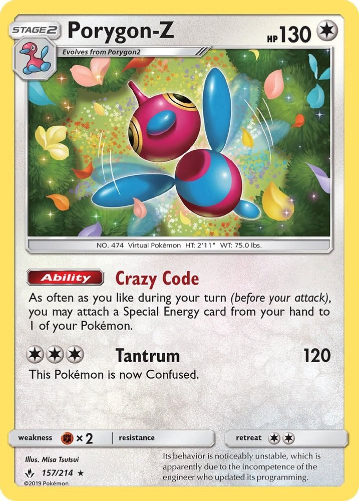 Porygon-Z 157/214  - Reverse Holofoil SM  Unbroken Bonds - Holo Rare