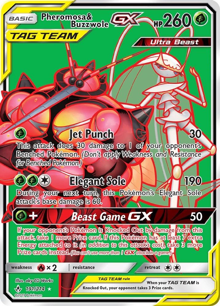 Pheromosa & Buzzwole GX (191) (Full Art)  - Holofoil SM  Unbroken Bonds - Ultra Rare