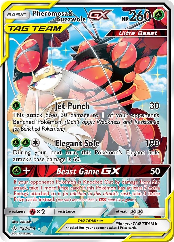 Pheromosa & Buzzwole GX (192) (Alternate Full Art)  - Holofoil SM  Unbroken Bonds - Ultra Rare