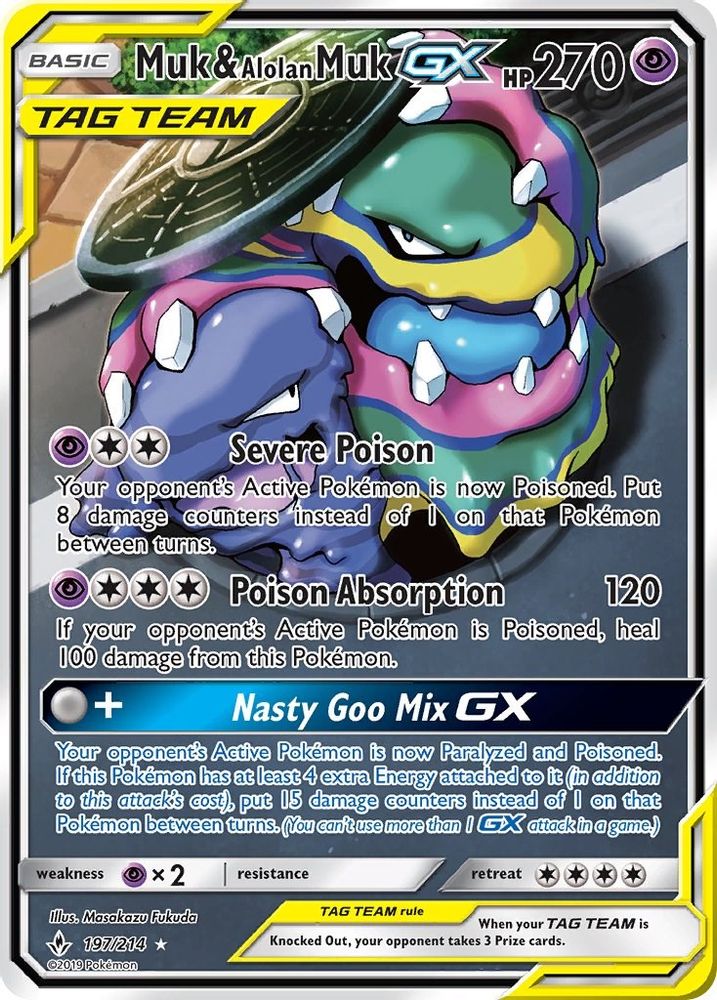 Muk & Alolan Muk GX (197) (Full Art)  - Holofoil SM  Unbroken Bonds - Ultra Rare