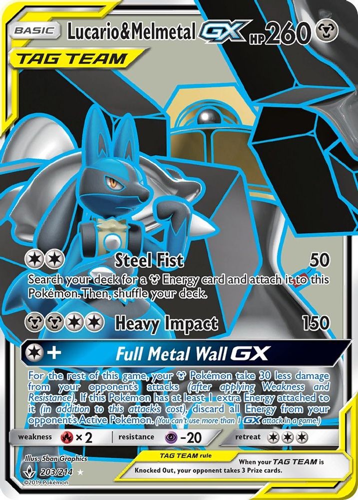 Lucario & Melmetal GX (Full Art)  - Holofoil SM  Unbroken Bonds - Ultra Rare