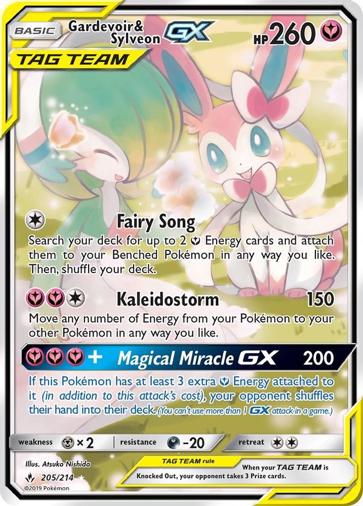 Gardevoir & Sylveon GX (205) (Alternate Full Art)  - Holofoil SM  Unbroken Bonds - Ultra Rare