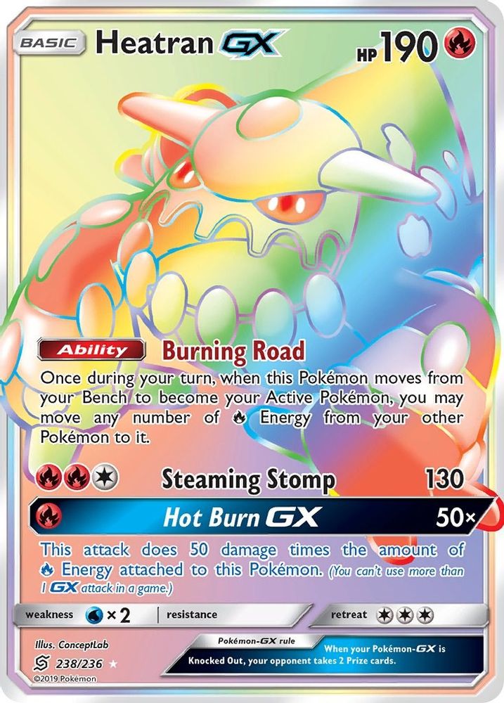 Heatran GX (Secret)  - Holofoil SM  Unified Minds - Secret Rare