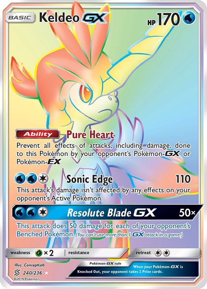 Keldeo GX (Secret)  - Holofoil SM  Unified Minds - Secret Rare