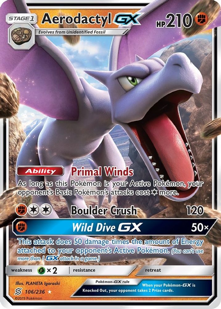 Aerodactyl GX 106  - Holofoil SM  Unified Minds - Ultra Rare