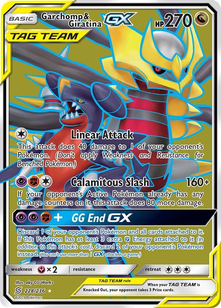 Garchomp & Giratina GX (Full Art)  - Holofoil SM  Unified Minds - Ultra Rare