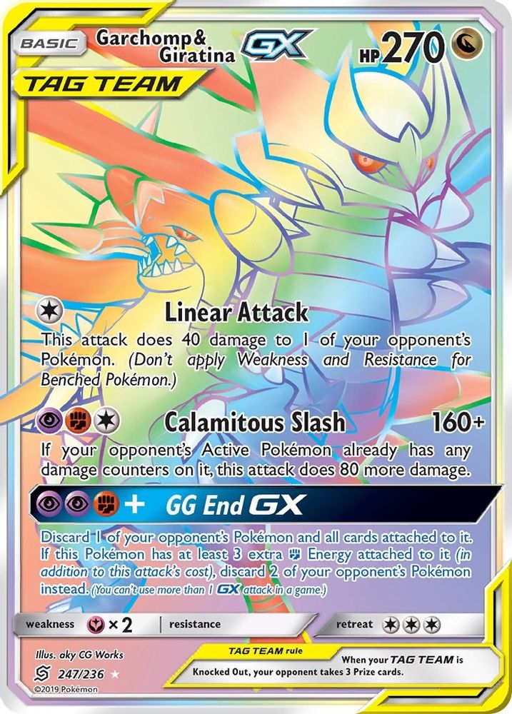 Garchomp & Giratina GX (Secret)  - Holofoil SM  Unified Minds - Secret Rare