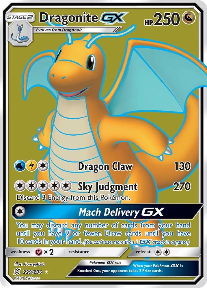 Dragonite GX (Full Art)/236  - Holofoil SM  Unified Minds - Ultra Rare