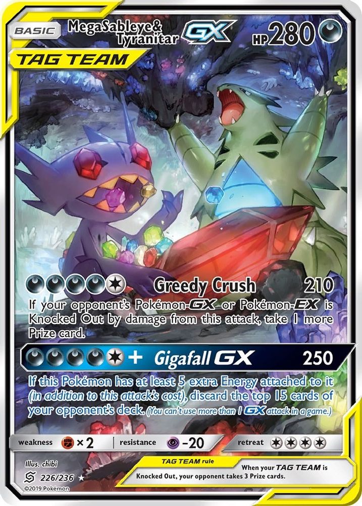 Mega Sableye & Tyranitar GX (Alternate Full Art)/236  - Holofoil SM  Unified Minds - Ultra Rare
