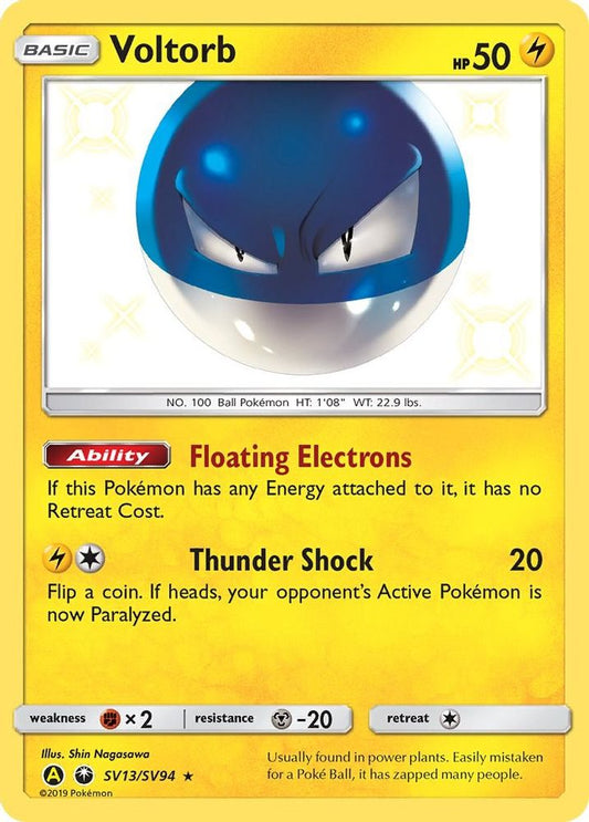 Voltorb SV13  - Holofoil Hidden Fates Shiny Vault - Shiny Holo Rare
