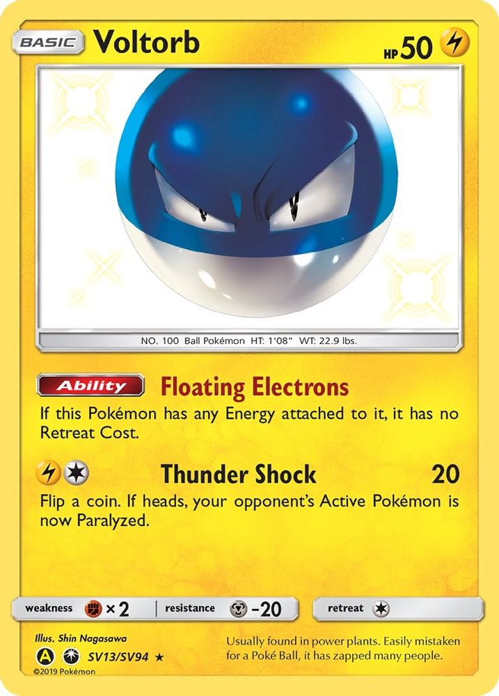Voltorb SV13  - Holofoil Hidden Fates Shiny Vault - Shiny Holo Rare