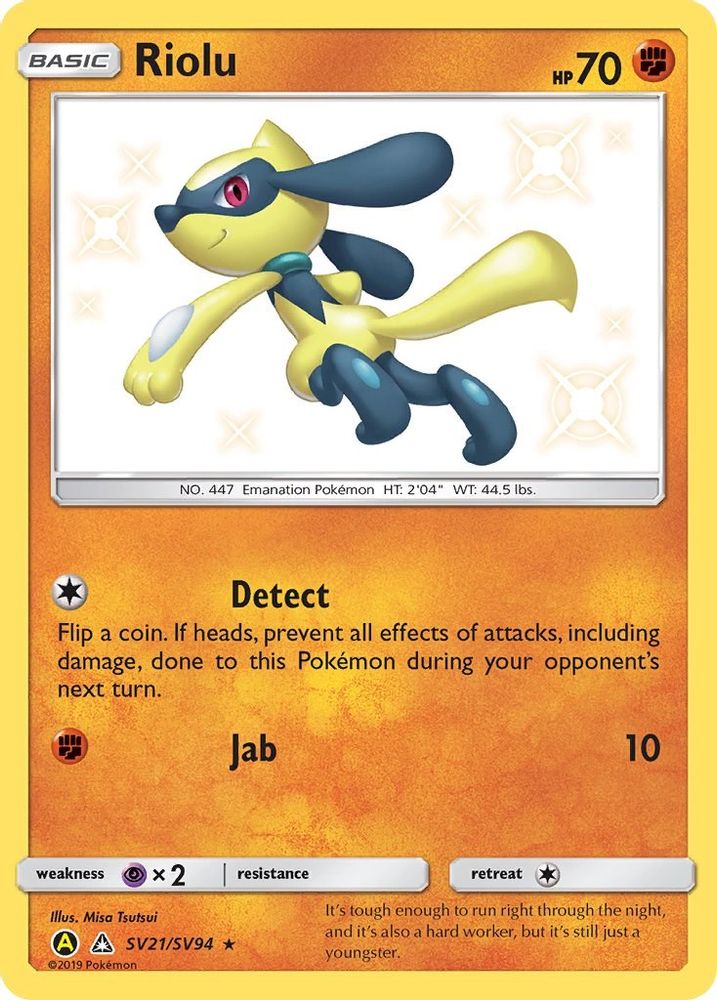 Riolu SV21  - Holofoil Hidden Fates Shiny Vault - Shiny Holo Rare