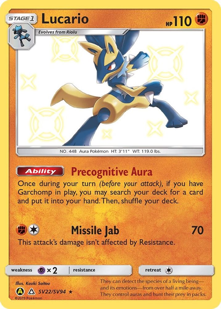Lucario SV22  - Holofoil Hidden Fates Shiny Vault - Shiny Holo Rare