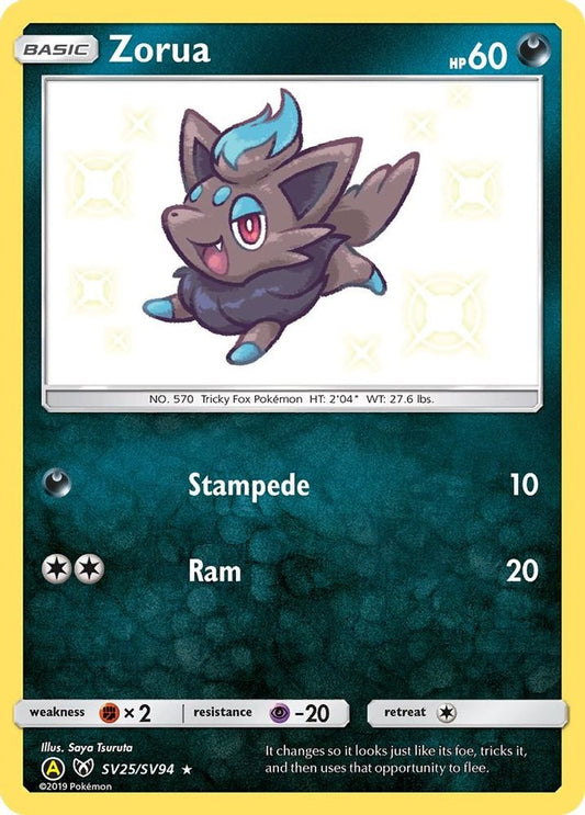 Zorua SV25  - Holofoil Hidden Fates Shiny Vault - Shiny Holo Rare