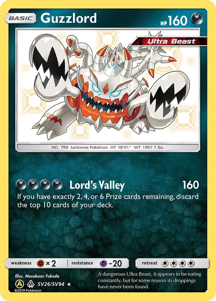 Guzzlord SV26  - Holofoil Hidden Fates Shiny Vault - Shiny Holo Rare