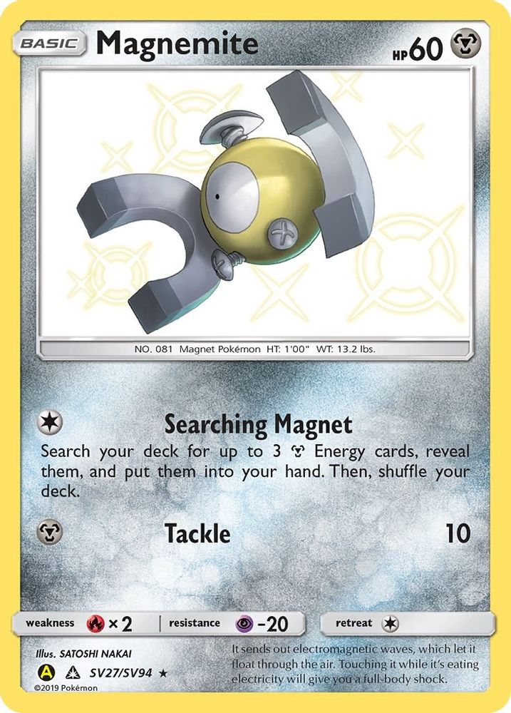 Magnemite SV27  - Holofoil Hidden Fates Shiny Vault - Shiny Holo Rare