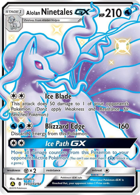 Alolan Ninetales GX SV53  - Holofoil Hidden Fates Shiny Vault - Shiny Holo Rare