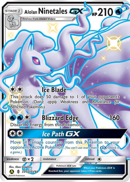 Alolan Ninetales GX SV53  - Holofoil Hidden Fates Shiny Vault - Shiny Holo Rare