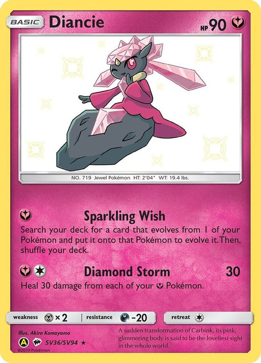 Diancie SV36  - Holofoil Hidden Fates Shiny Vault - Shiny Holo Rare