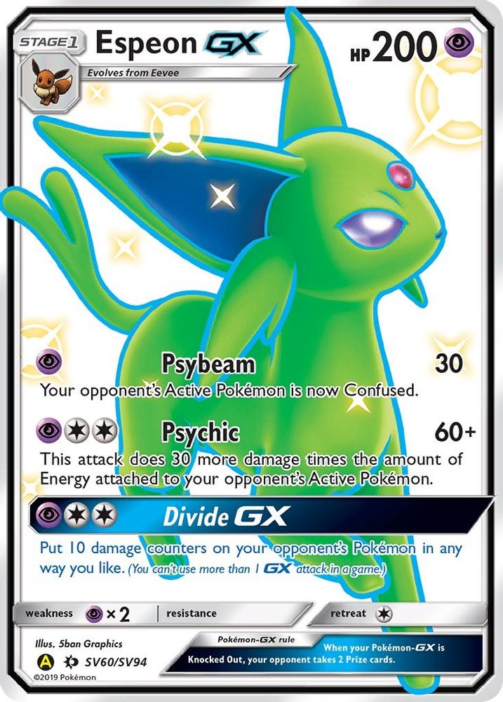 Espeon GX  - Holofoil Hidden Fates Shiny Vault - Shiny Holo Rare