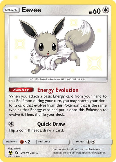 Eevee SV41  - Holofoil Hidden Fates Shiny Vault - Shiny Holo Rare