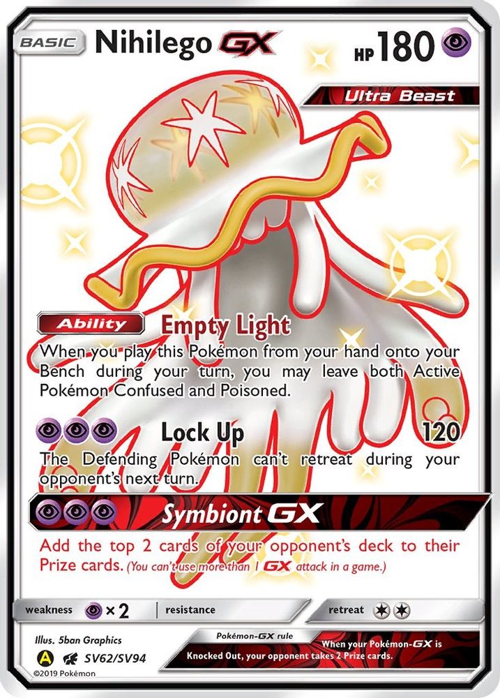 Nihilego GX/SV94  - Holofoil Hidden Fates Shiny Vault - Shiny Holo Rare