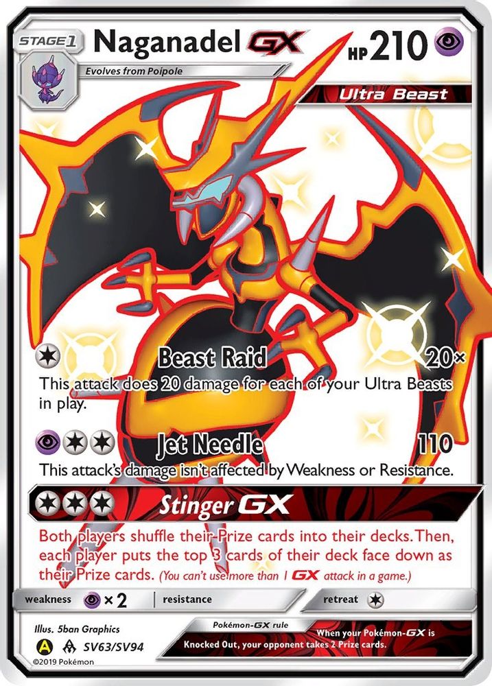 Naganadel GX SV63  - Holofoil Hidden Fates Shiny Vault - Shiny Holo Rare