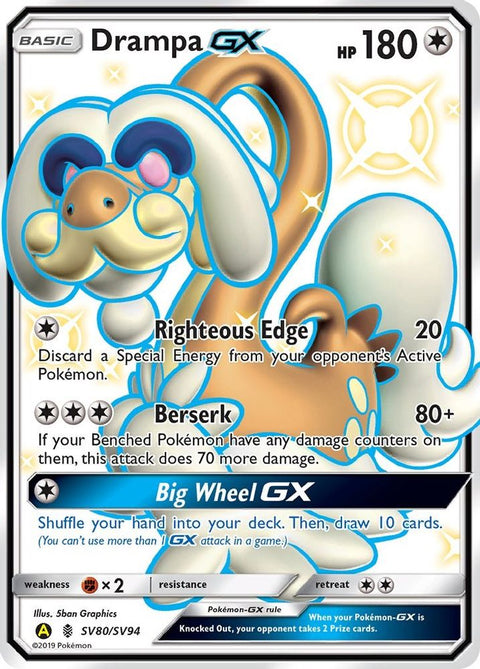 Drampa GX SV80/SV94  - Holofoil Hidden Fates Shiny Vault - Shiny Holo Rare