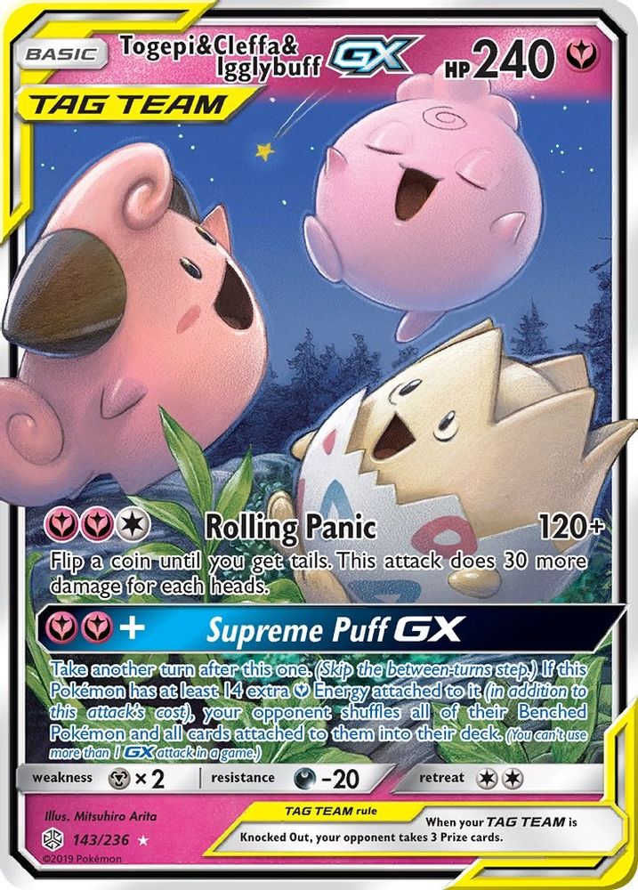Togepi & Cleffa & Igglybuff GX 143  - Holofoil SM  Cosmic Eclipse - Ultra Rare