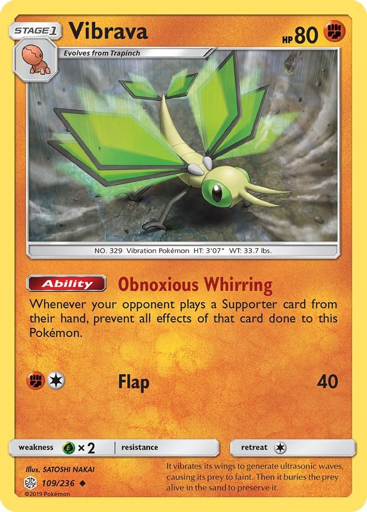 Vibrava/236  - Reverse Holofoil SM  Cosmic Eclipse - Uncommon