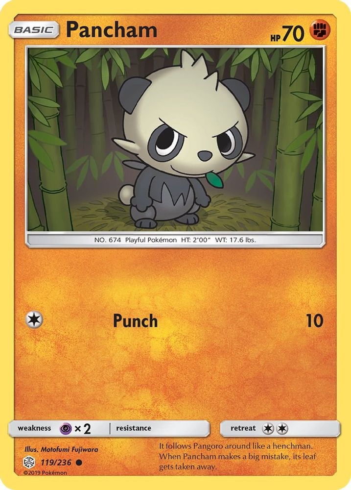 Pancham  - Reverse Holofoil SM  Cosmic Eclipse - Common