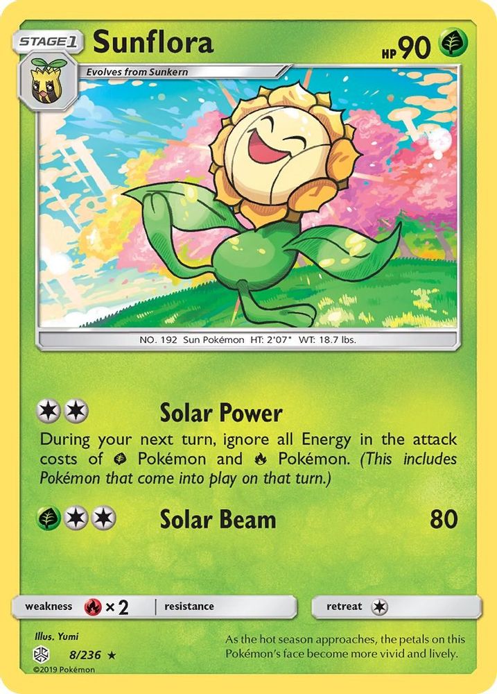 Sunflora 008  - Reverse Holofoil SM  Cosmic Eclipse - Rare