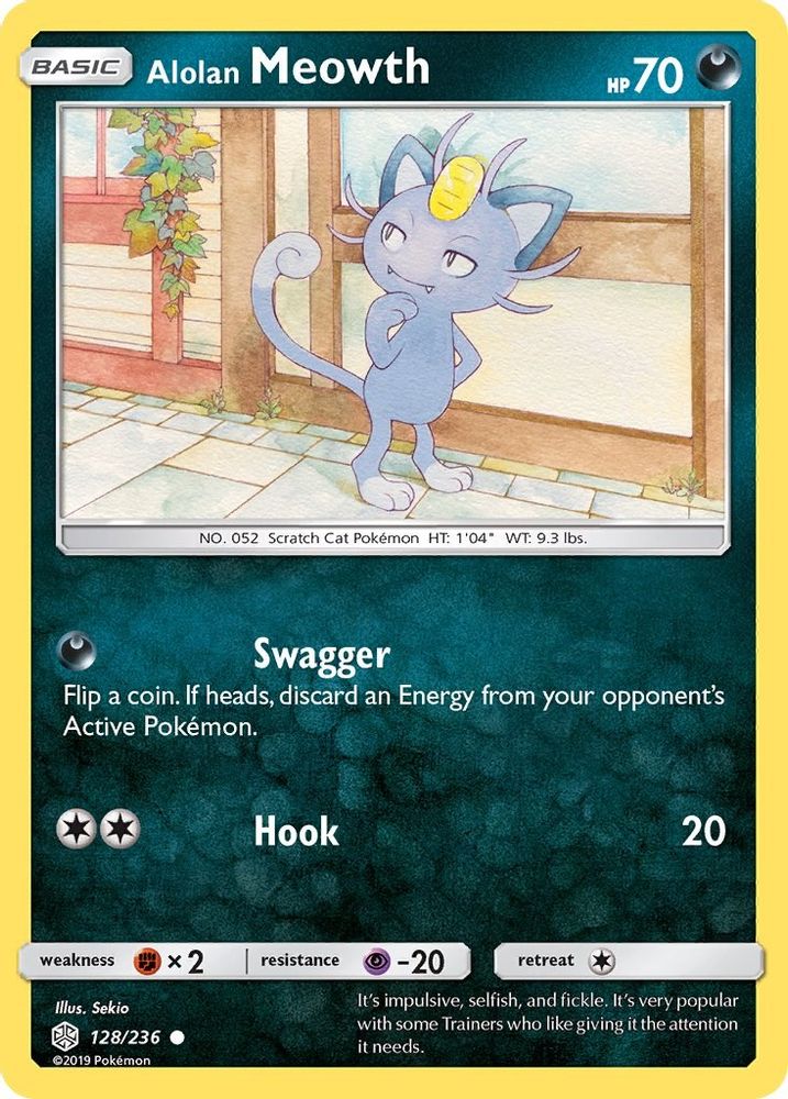 Alolan Meowth 128  SM  Cosmic Eclipse - Common