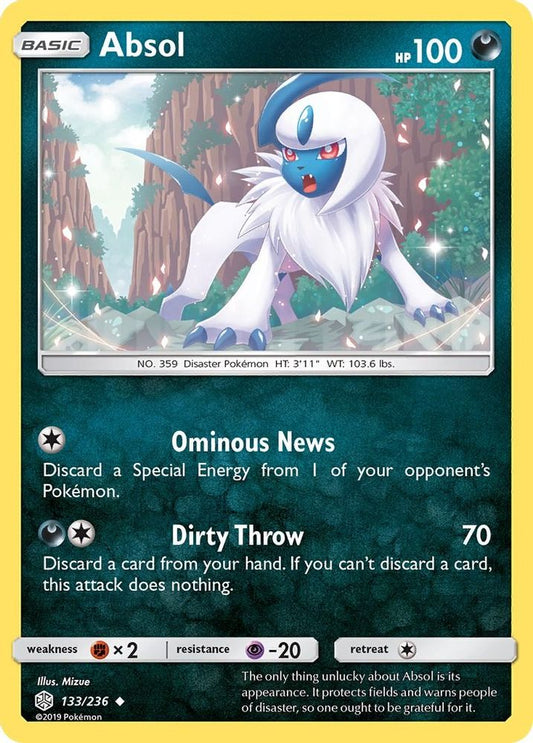 Absol 133  - Reverse Holofoil SM  Cosmic Eclipse - Uncommon