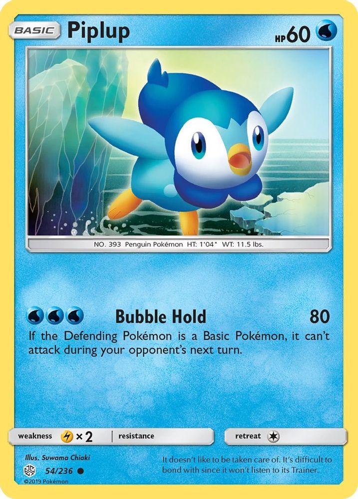 Piplup 054  - Reverse Holofoil SM  Cosmic Eclipse - Common