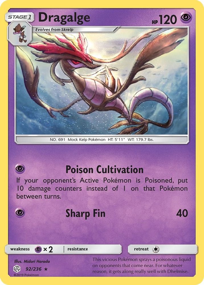 Dragalge 092/236  - Reverse Holofoil SM  Cosmic Eclipse - Rare