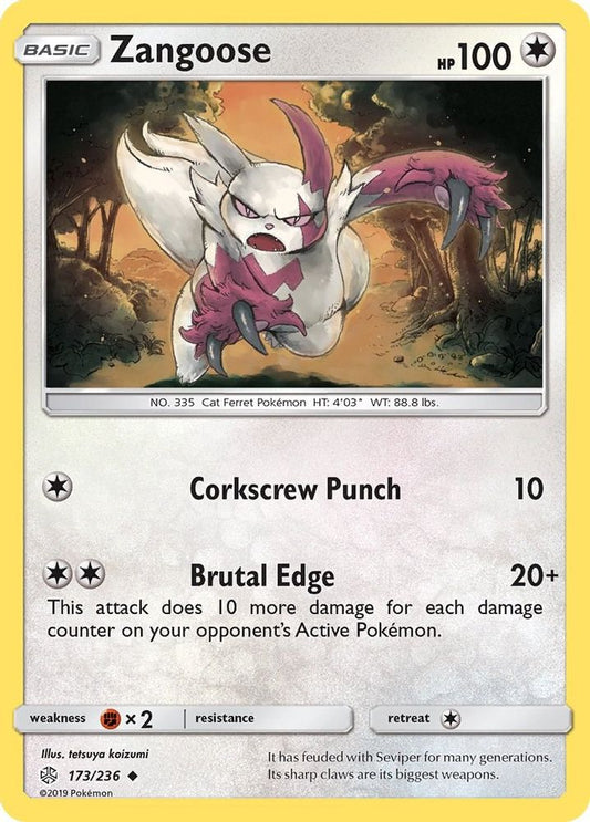 Zangoose  - Reverse Holofoil SM  Cosmic Eclipse - Uncommon
