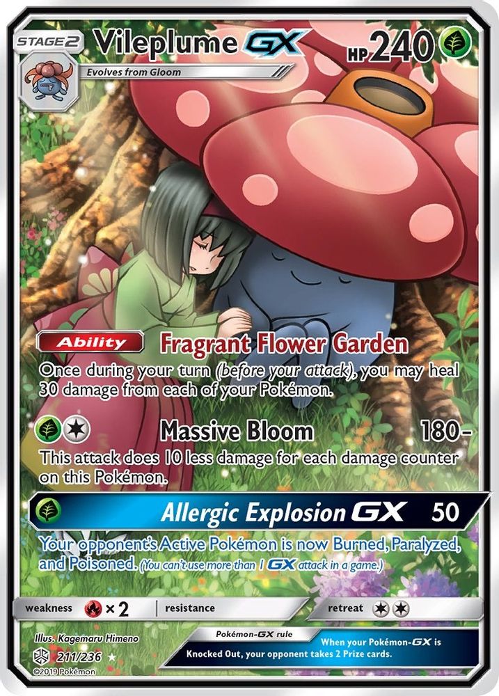 Vileplume GX (Full Art)  - Holofoil SM  Cosmic Eclipse - Ultra Rare