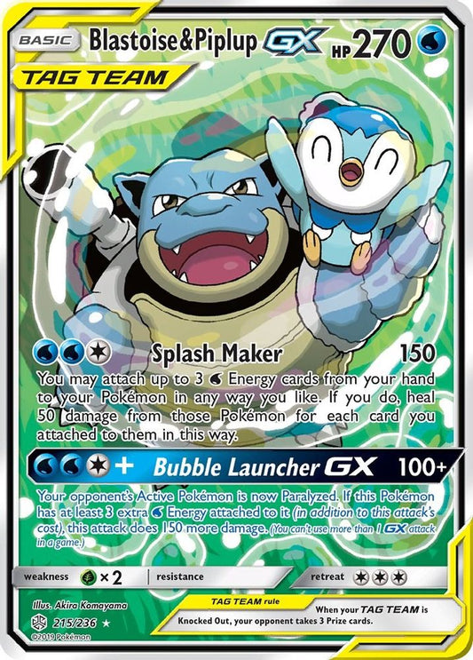 Blastoise & Piplup GX (Alternate Full Art)/236  - Holofoil SM  Cosmic Eclipse - Ultra Rare