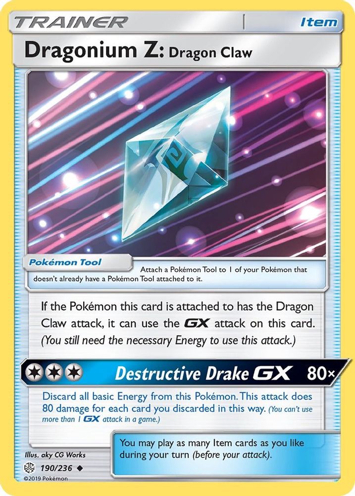 Dragonium Z: Dragon Claw 190  - Reverse Holofoil SM  Cosmic Eclipse - Uncommon